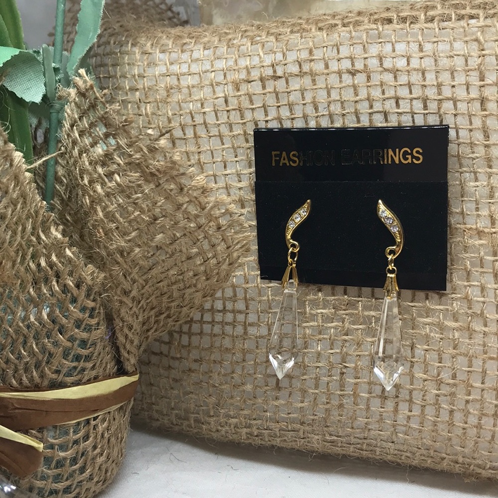 Gold and clear earrings